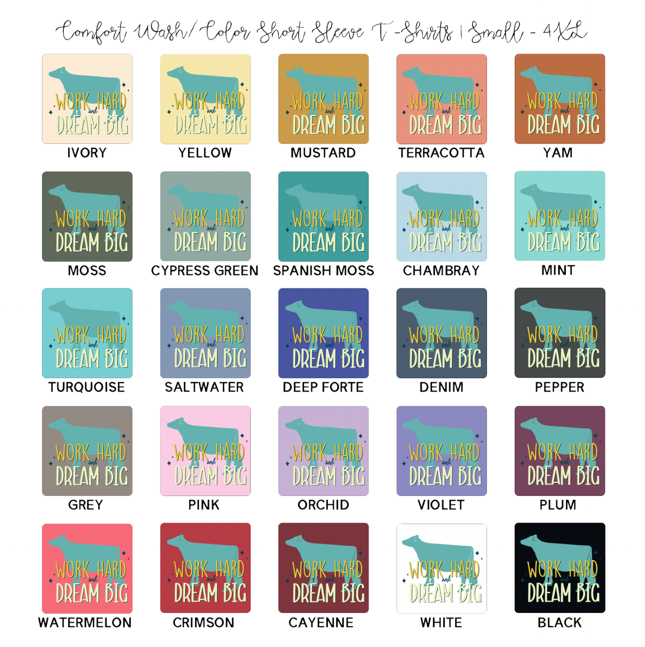 Dream Big Dairy Cow ComfortWash/ComfortColor T-Shirt (S-4XL) - Multiple Colors!