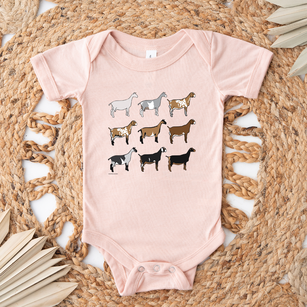 Dairy Goat Breeds One Piece/T-Shirt (Newborn - Youth XL) - Multiple Colors!