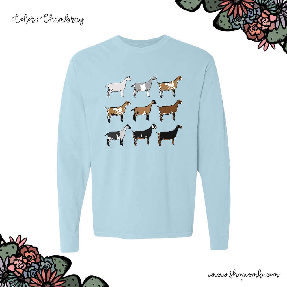 Dairy Goat Breeds LONG SLEEVE T-Shirt (S-3XL) - Multiple Colors!