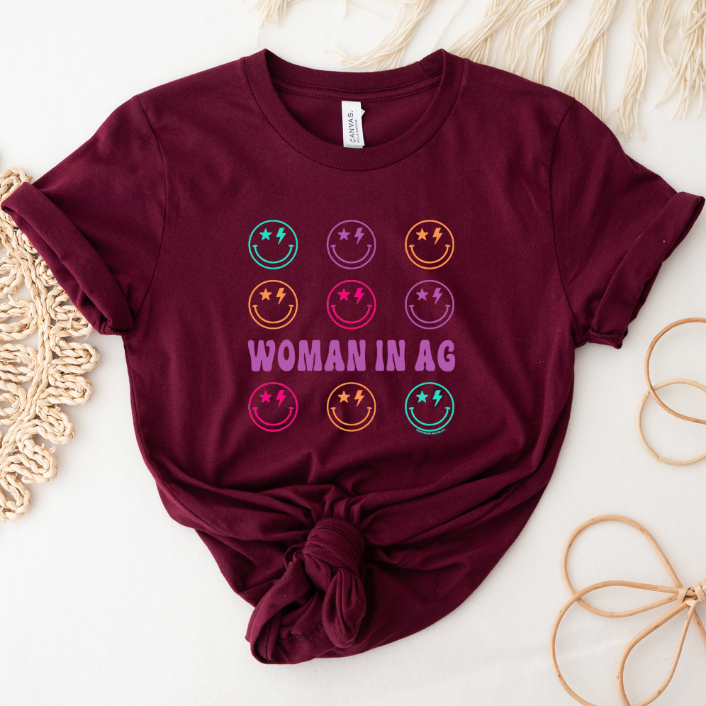 Retro Smile Woman In Ag T-Shirt (XS-4XL) - Multiple Colors!