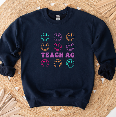 Retro Smile Teach Ag Crewneck (S-3XL) - Multiple Colors!