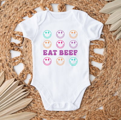 Retro Smile Eat Beef One Piece/T-Shirt (Newborn - Youth XL) - Multiple Colors!