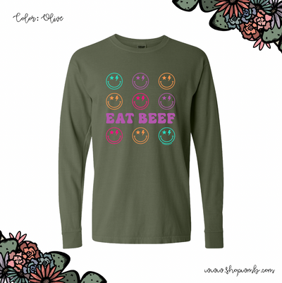 Retro Smile Eat Beef LONG SLEEVE T-Shirt (S-3XL) - Multiple Colors!
