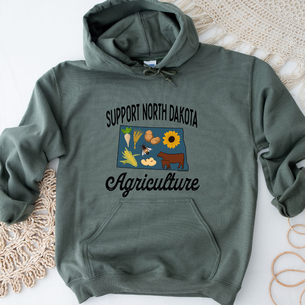 Support North Dakota Agriculture Hoodie (S-3XL) Unisex - Multiple Colors!