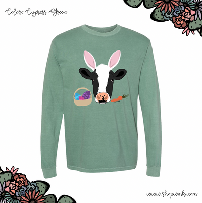 Hoppy Easter Dairy Cow LONG SLEEVE T-Shirt (S-3XL) - Multiple Colors!