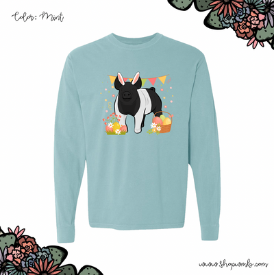 Spring Easter Pig LONG SLEEVE T-Shirt (S-3XL) - Multiple Colors!