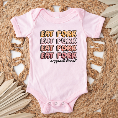 Groovy Eat Pork Support Local One Piece/T-Shirt (Newborn - Youth XL) - Multiple Colors!