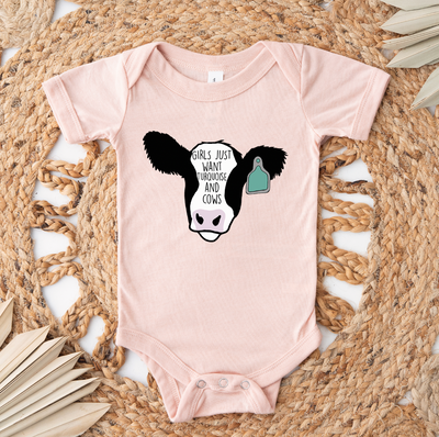 Turquoise and Cows One Piece/T-Shirt (Newborn - Youth XL) - Multiple Colors!