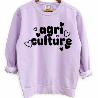 Agriculture Hearts Black– Crewneck