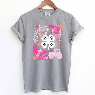 Support 4-H Floral Pink and Orange– Comfort Colors T-Shirt