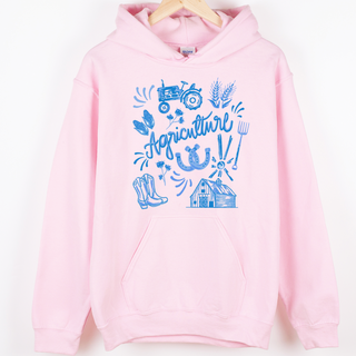 Watercolor Agriculture Blue– Hoodie