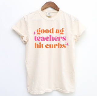 Good Ag Teachers Hit Curbs Pink and Orange– Comfort Colors T-Shirt