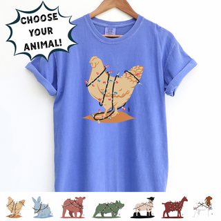 Christmas Lights- Choose Your Animal – Comfort Colors T-Shirt