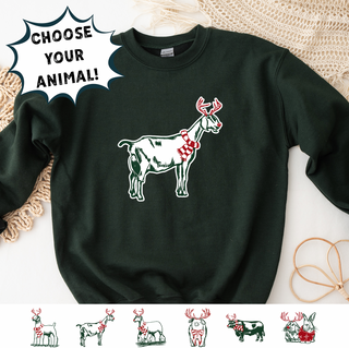 Christmas Reindeer- Choose Your Animal – Crewneck