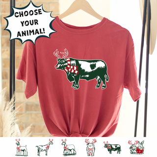 Christmas Reindeer- Choose Your Animal – Comfort Colors T-Shirt