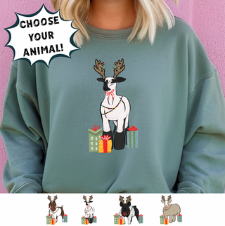 Christmas Reindeer- Choose Your Animal – Crewneck