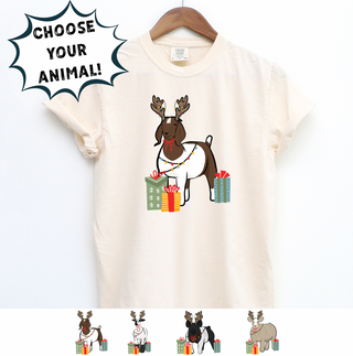 Christmas Reindeer- Choose Your Animal – Comfort Colors T-Shirt