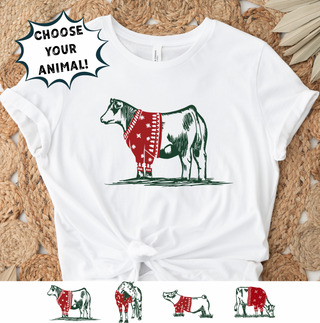 Christmas Sweater- Choose Your Animal – Bella Canvas T-Shirt