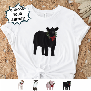 Christmas Wreath- Choose Your Animal – Bella Canvas T-Shirt