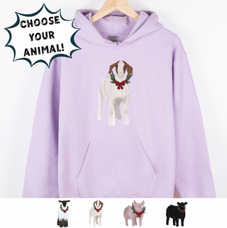 Christmas Wreath- Choose Your Animal – Hoodie