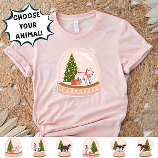 Pink Snow Globe- Choose Your Animal – Bella Canvas T-Shirt
