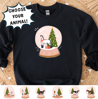 Pink Snow Globe- Choose Your Animal – Crewneck