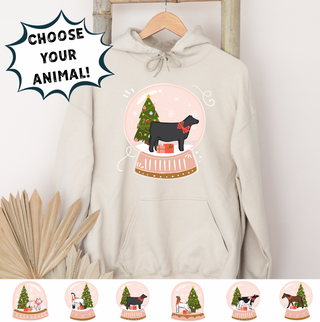 Pink Snow Globe- Choose Your Animal – Hoodie