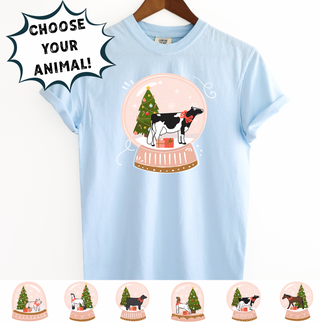 Pink Snow Globe- Choose Your Animal – Comfort Colors T-Shirt