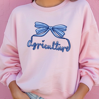 Agriculture Script Bow Blue– Crewneck