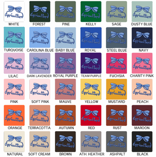 Agriculture Script Bow Blue- Bella Canvas T-Shirt