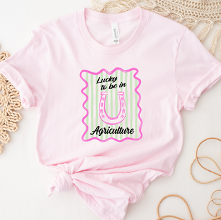 Lucky to Be In Agriculture Horseshoe- Bella Canvas T-Shirt