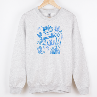 Watercolor Agriculture Blue– Crewneck