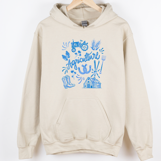 Watercolor Agriculture Blue– Hoodie