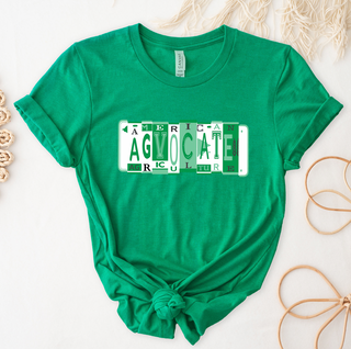 Green Agvocate For Agriculture License Plate- Bella Canvas T-Shirt