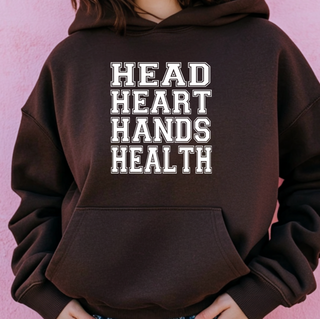 Head, Heart, Hand, Health White Ink– Hoodie