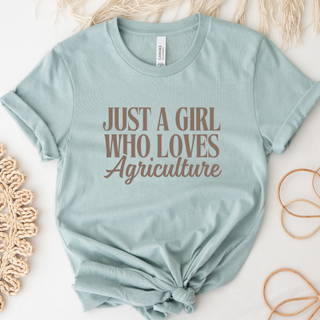 Just A Girl Who Loves Agriculture Brown- Bella Canvas T-Shirt