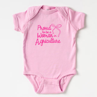 Proud To Be A Woman In Ag Bow Pink– Infant/Toddler/Youth