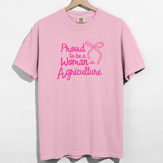 Proud To Be A Woman In Ag Bow Pink– Comfort Colors T-Shirt