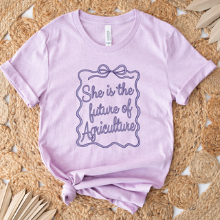 Ribbon She Is The Future Of Agriculture- Bella Canvas T-Shirt