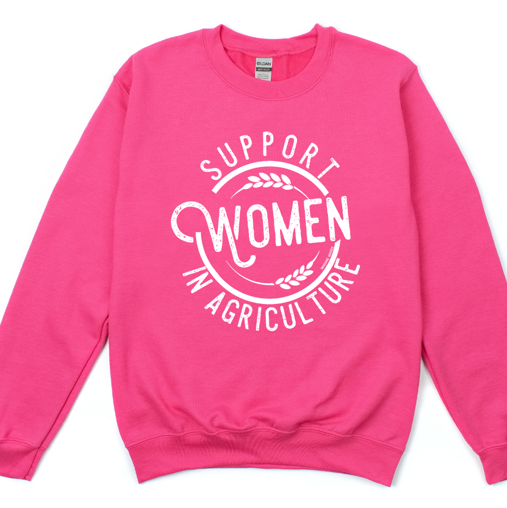 Support Women In Agriculture White Ink Crewneck (S-3XL) - Multiple Colors!