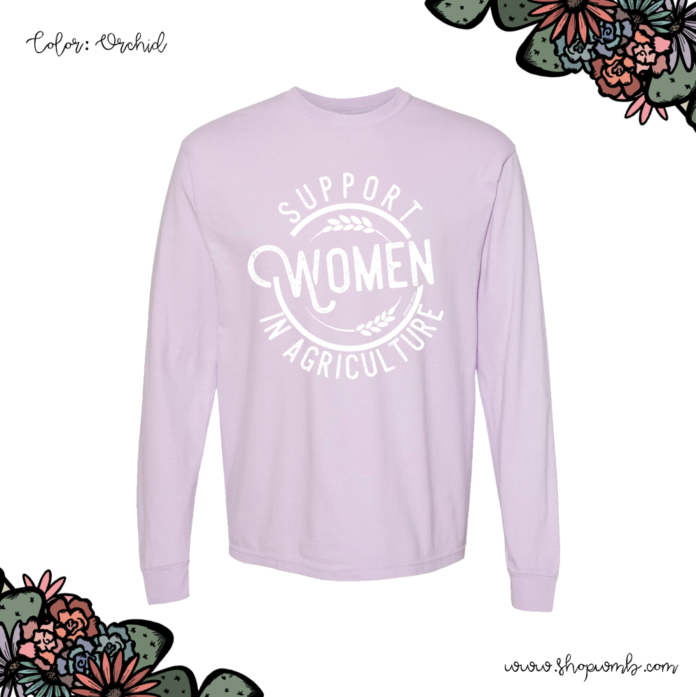 Support Women In Agriculture White Ink LONG SLEEVE T-Shirt (S-3XL) - Multiple Colors!