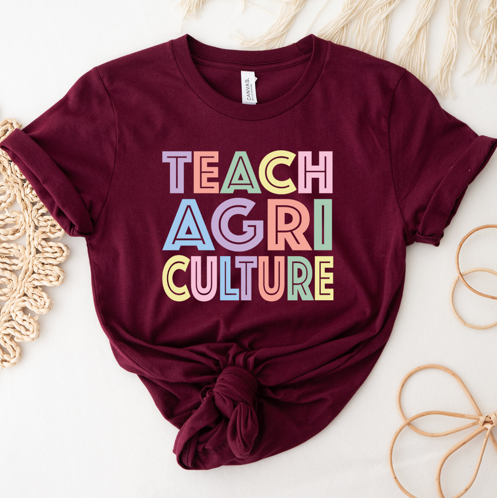 Pastel Lines Teach Agriculture T-Shirt (XS-4XL) - Multiple Colors!