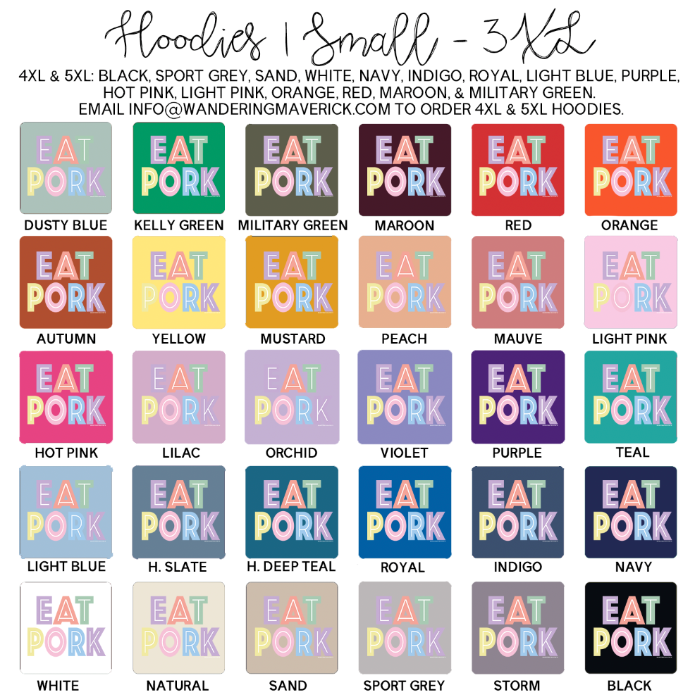 Pastel Lines Eat Pork Hoodie (S-3XL) Unisex - Multiple Colors!