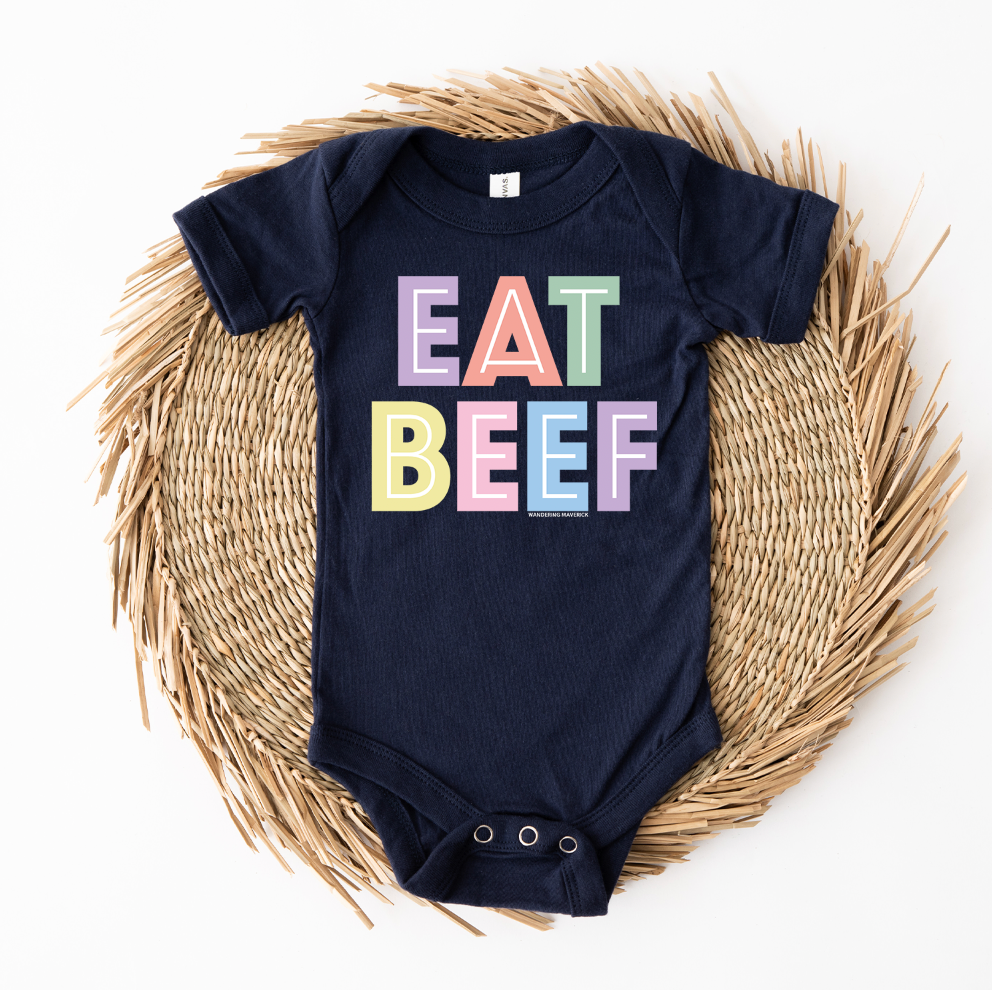 Pastel Lines Eat Beef One Piece/T-Shirt (Newborn - Youth XL) - Multiple Colors!