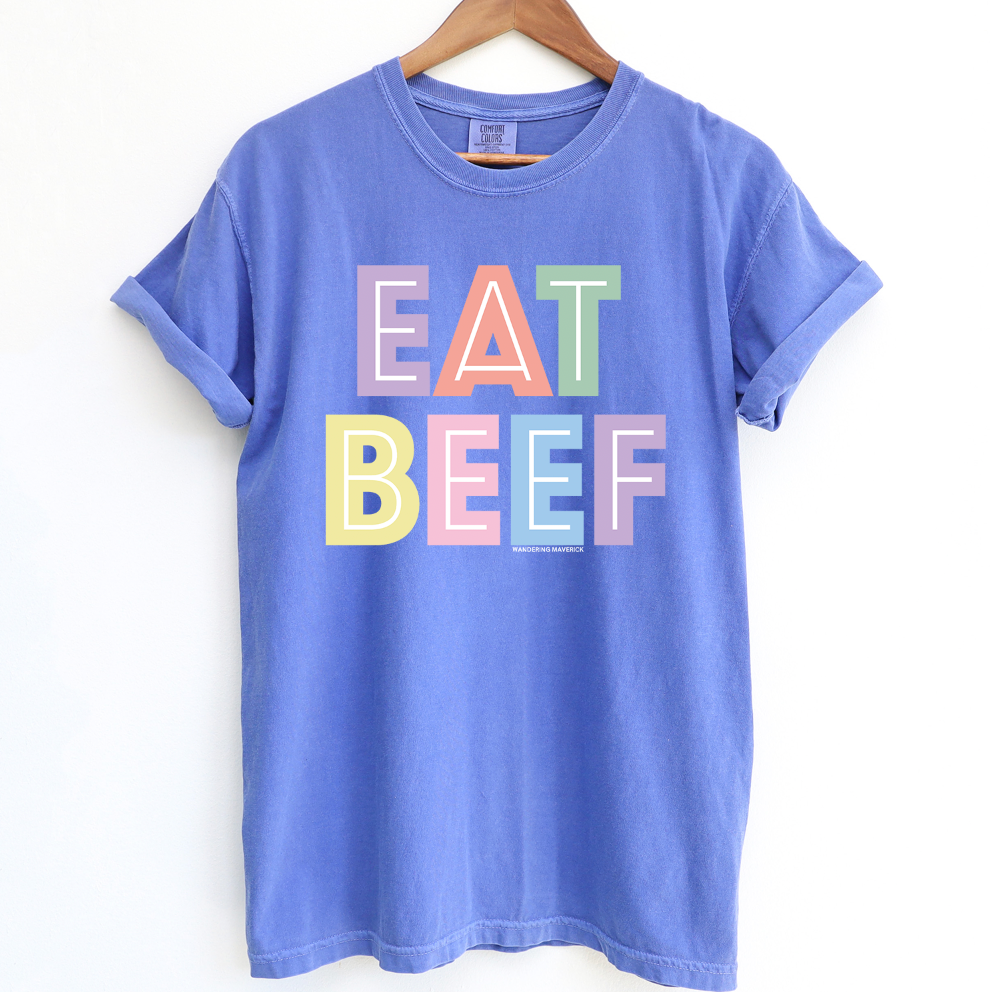 Pastel Lines Eat Beef ComfortWash/ComfortColor T-Shirt (S-4XL) - Multiple Colors!