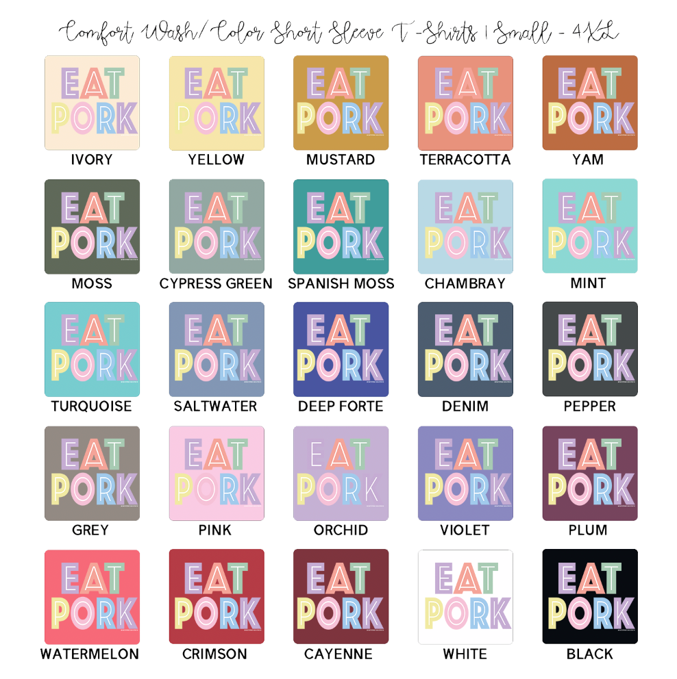 Pastel Lines Eat Pork ComfortWash/ComfortColor T-Shirt (S-4XL) - Multiple Colors!