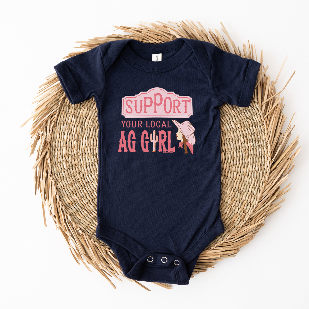 Support Your Local Ag Girl One Piece/T-Shirt (Newborn - Youth XL) - Multiple Colors!