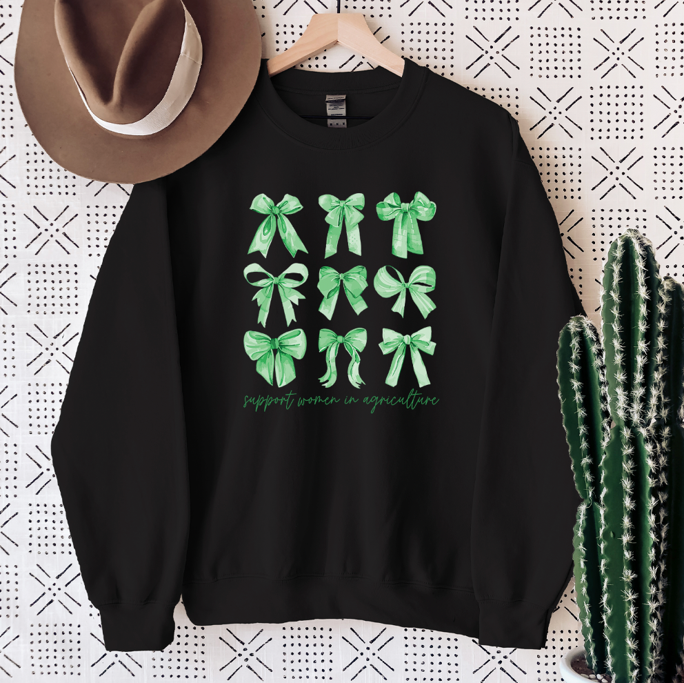 Green Bow Support Women in Ag Crewneck (S-3XL) - Multiple Colors!