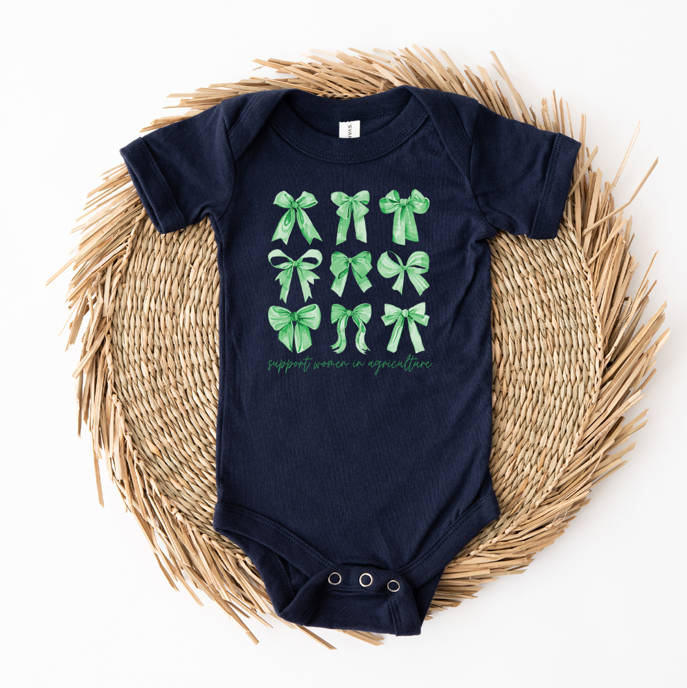 Green Bow Support Women in Ag One Piece/T-Shirt (Newborn - Youth XL) - Multiple Colors!