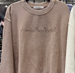 Brown Monochrome Agriculture - Embroidered Corded Crewneck PREORDER